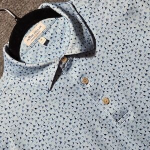 Peter Millar Shirt Mens Medium Blue Summer Comfort Polo Sail Boat Golf Stretch